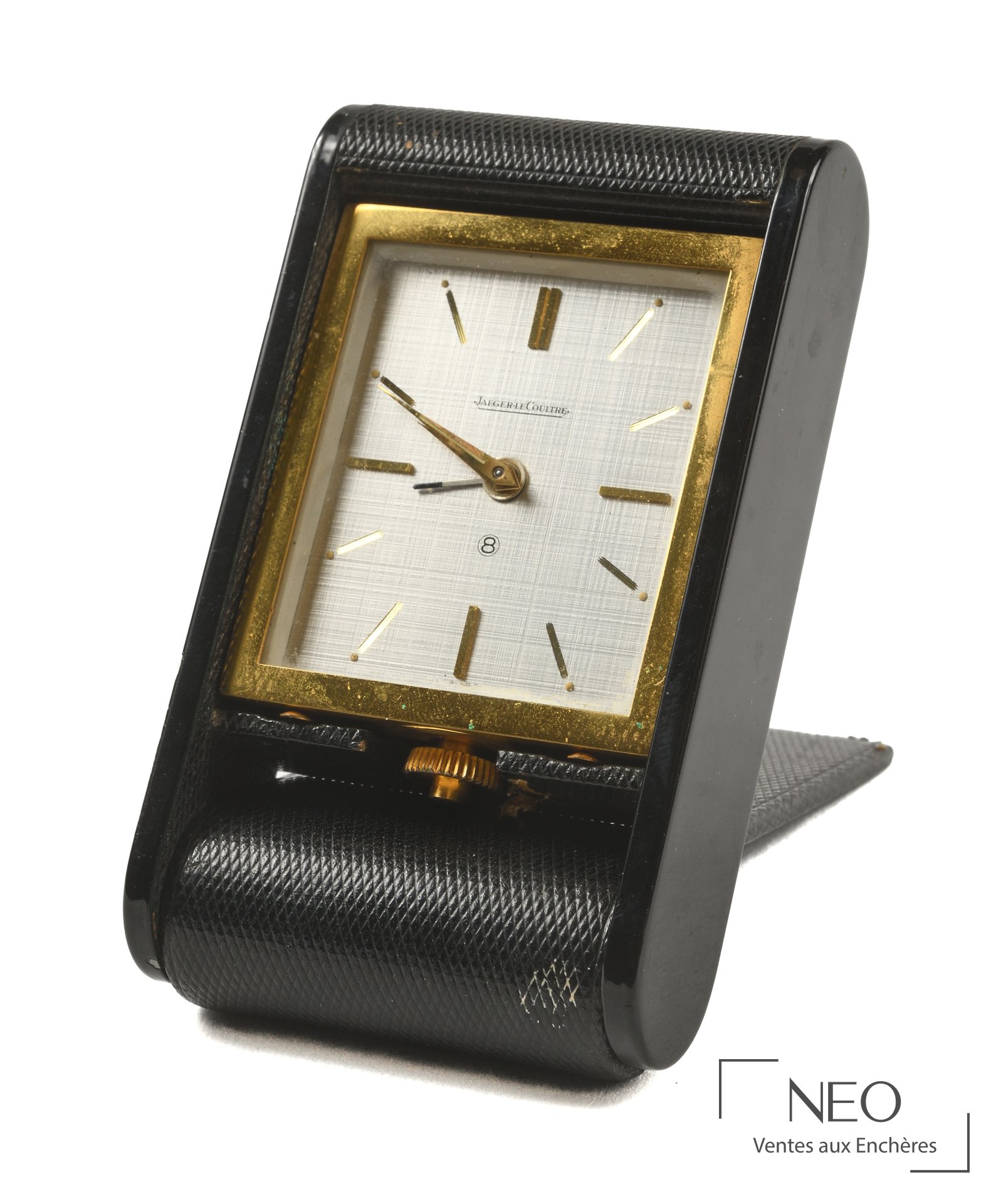 Pendulette réveil Jaeger LeCoultre en gaine noire
