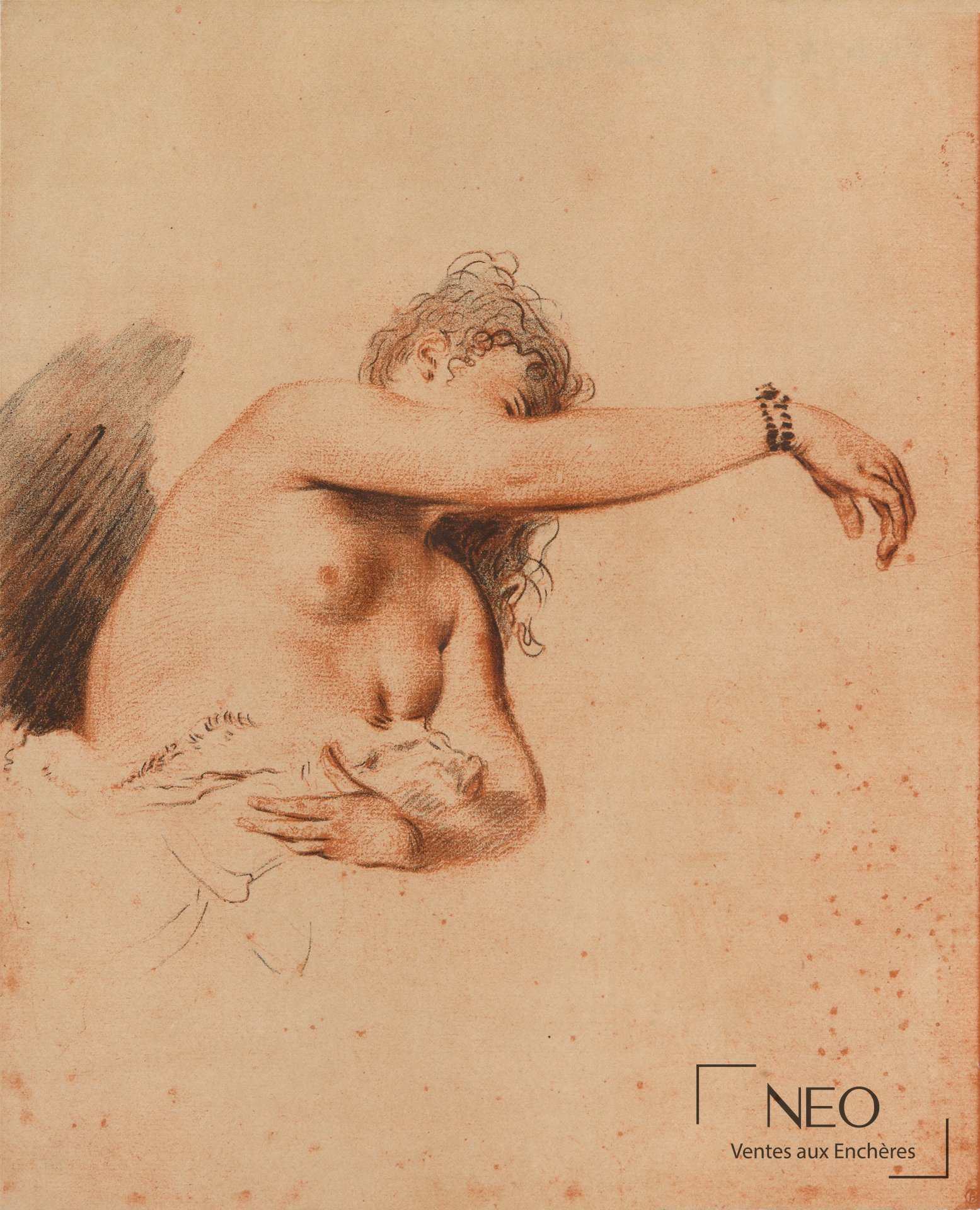 Jean-Antoine Watteau d’après Nu féminin au bras levé, impression offset