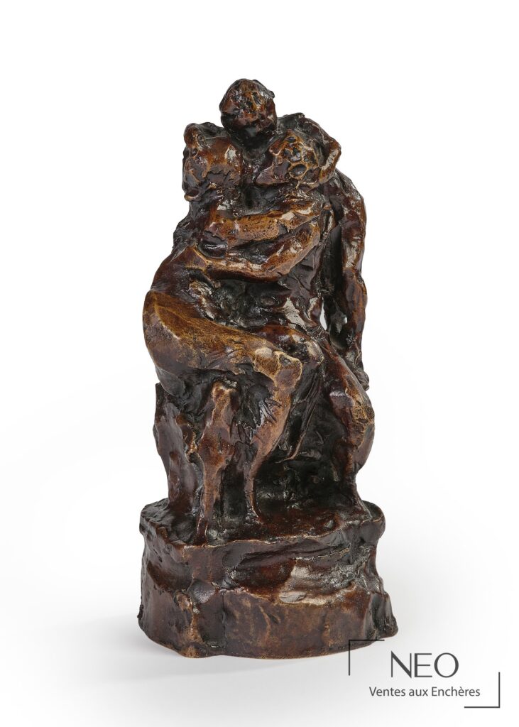 Sculpture en bronze à patine brune représentant Trait d'union de Jean-Baptiste Carpeaux
