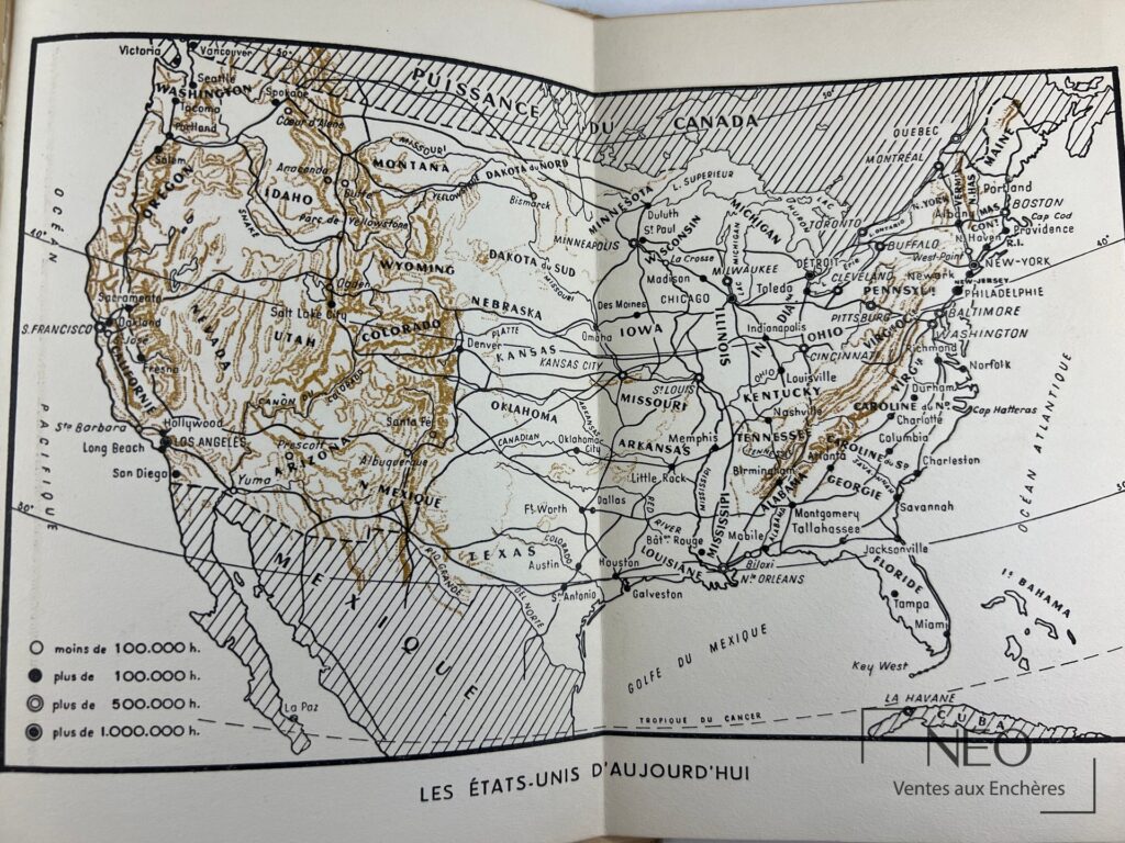 Carte dépliante en fin de volume représentant les États-Unis d'aujourd'hui