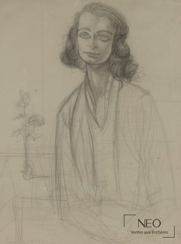 Portrait de femme de Jean Carzou au crayon graphite sur papier vergé