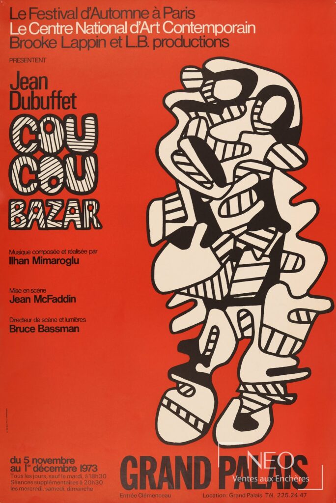 Affiche rouge Jean Dubuffet pour le Festival d'automne à Paris au Grand Palais