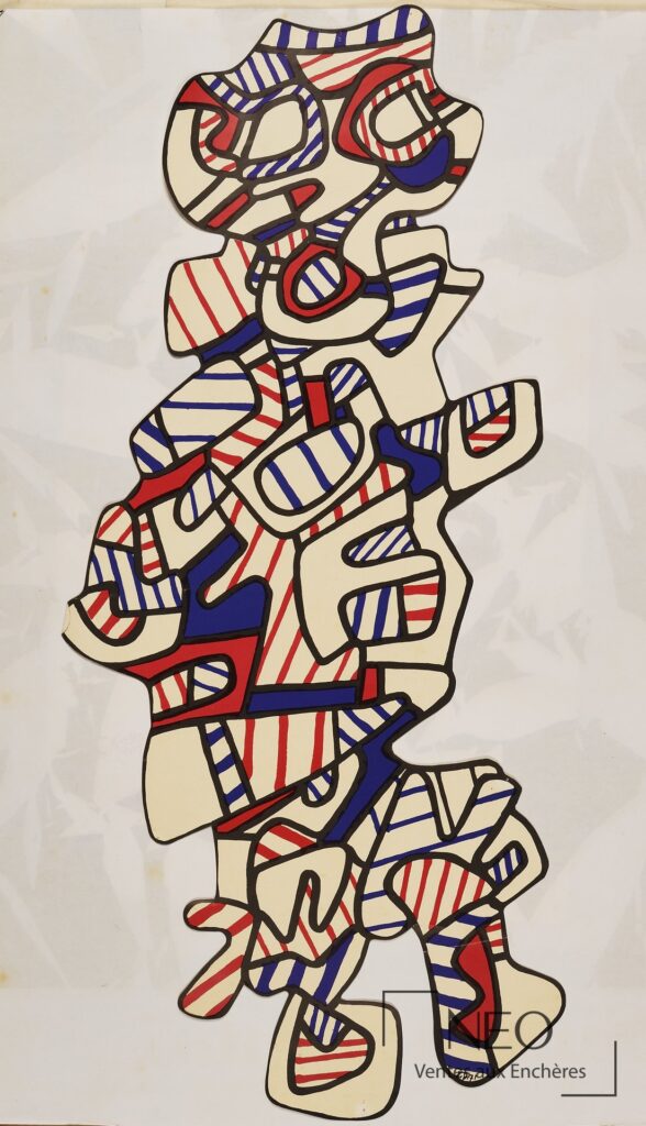 Affiche d'après Jean Dubuffet aux motifs abstraits rouges