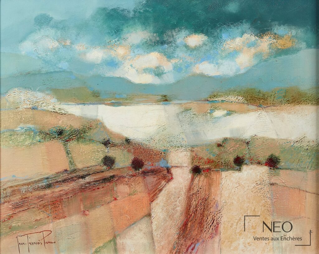 Peinture abstraite aux tons bleu