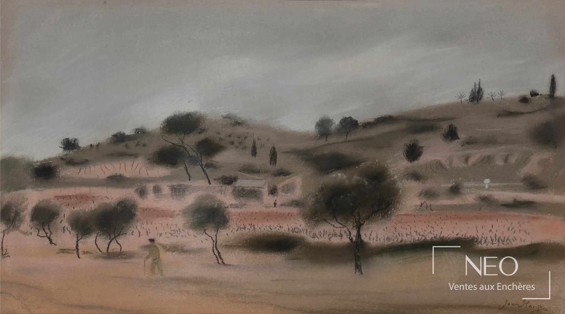 Paysage animé au pastel