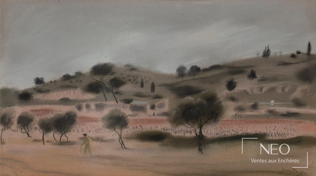 Paysage au pastel aux tons doux