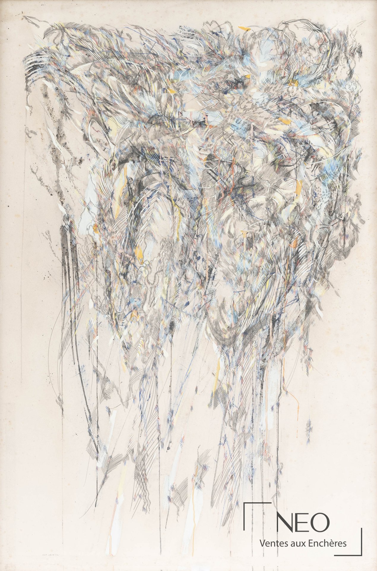 Jean-Jacques Ceccarelli, Composition colorée, technique mixte sur carton