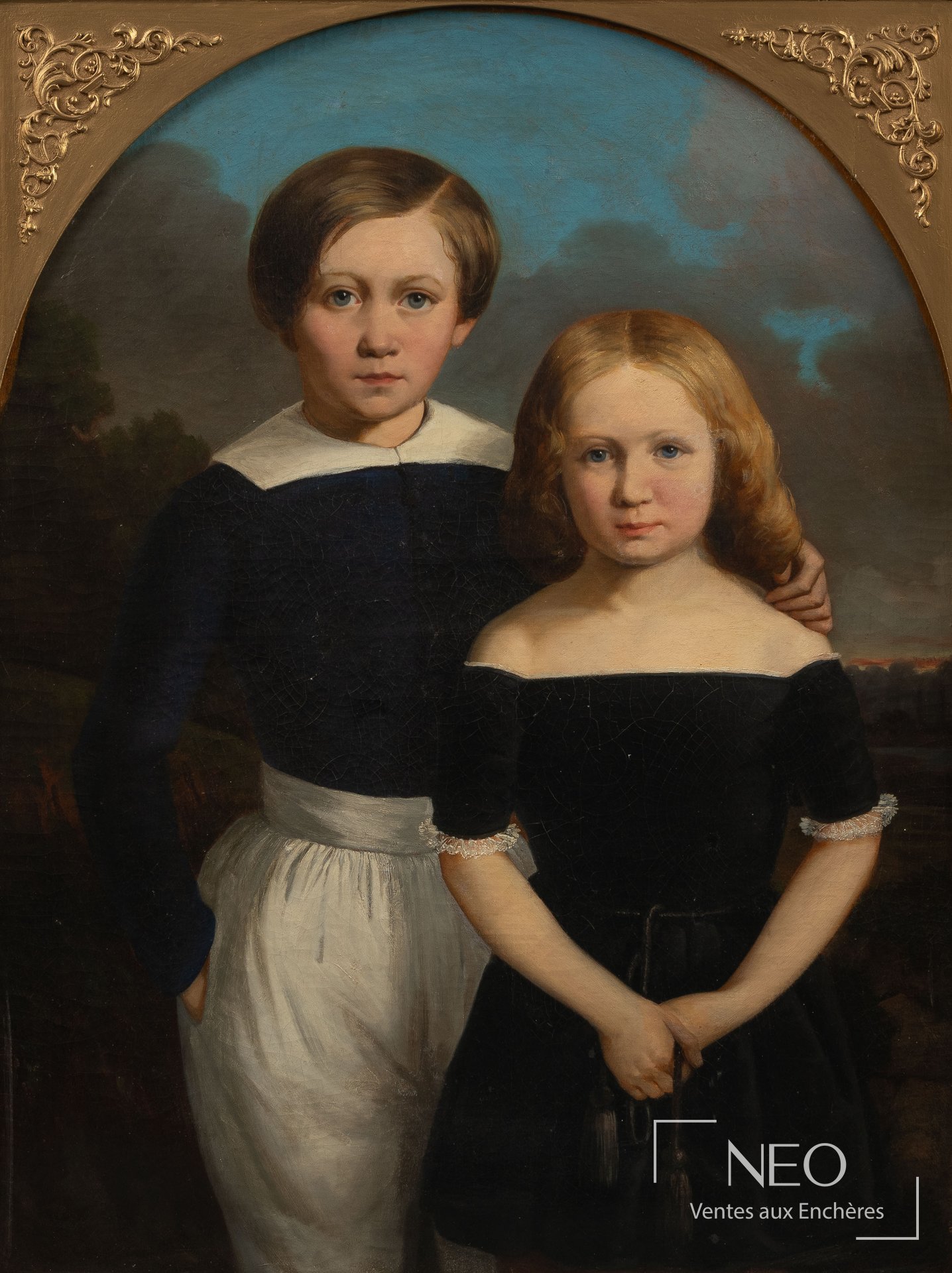 Attribué à Jean-Marie Jacomin, Portrait de deux enfants