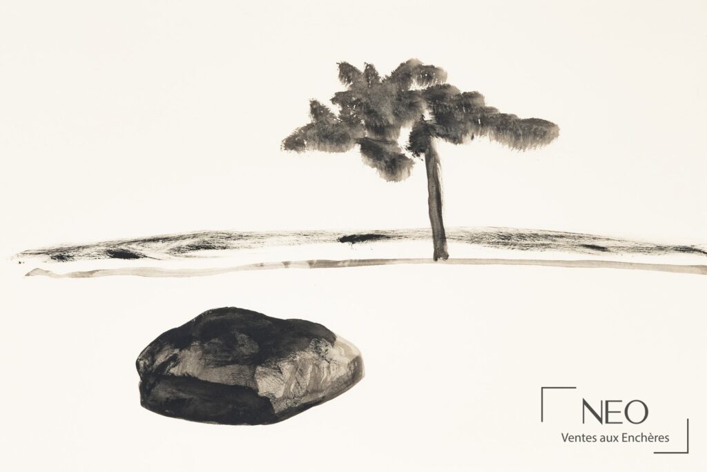 Composition abstraite de Jean-Michel Sanejouand sur papier