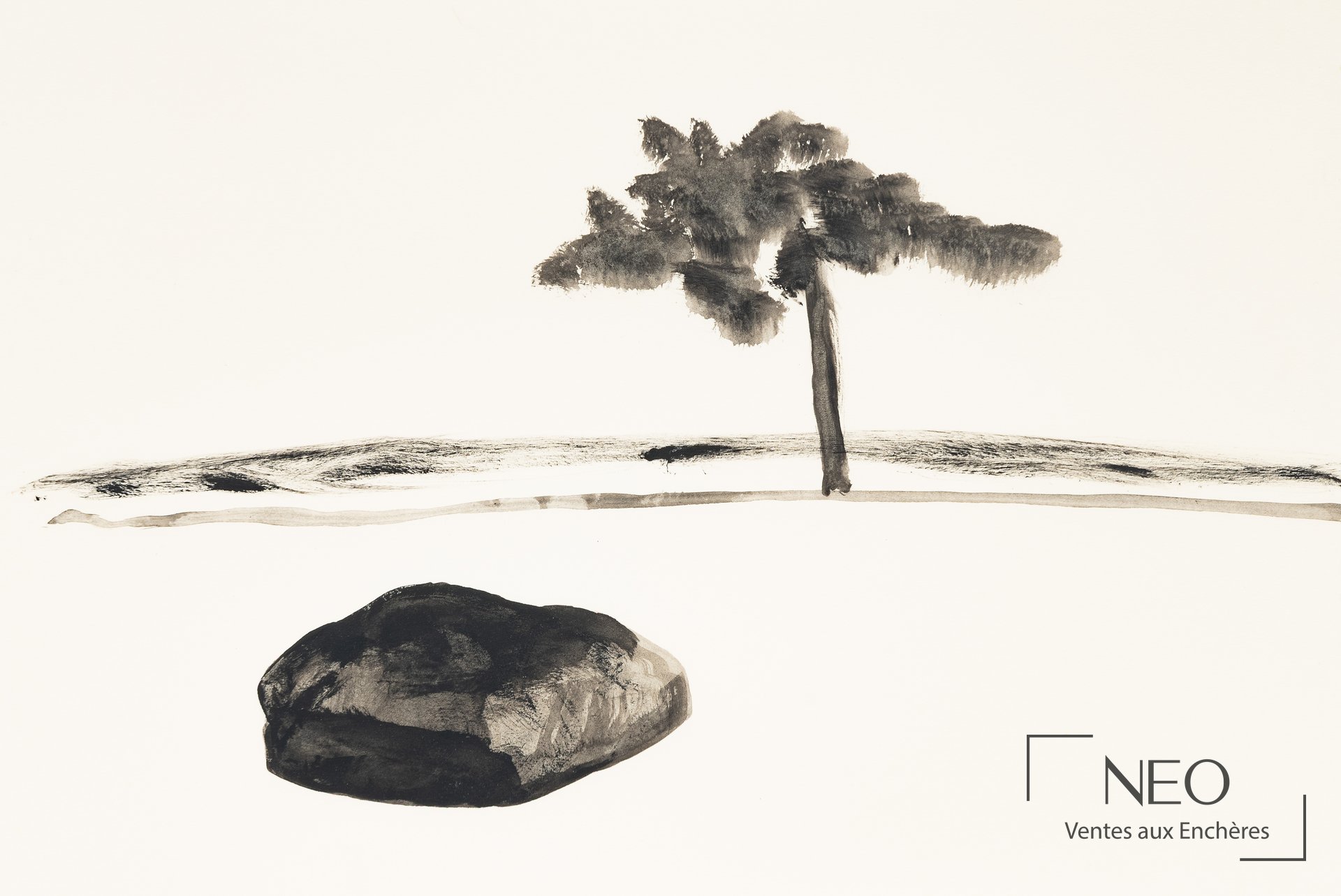 Composition abstraite de Jean-Michel Sanejouand sur papier
