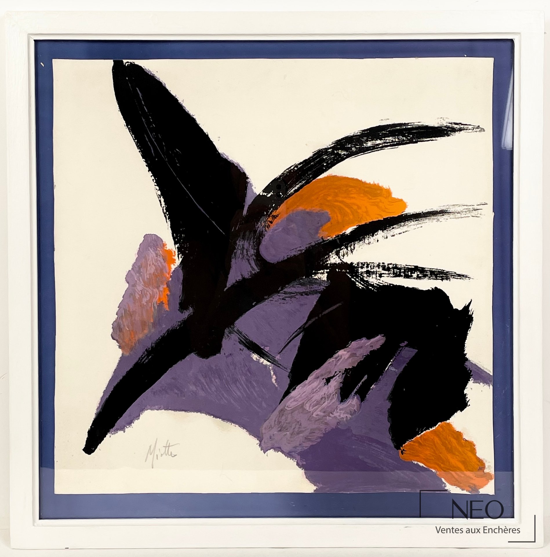 Composition abstraite de Jean Miotte en gouache sur papier