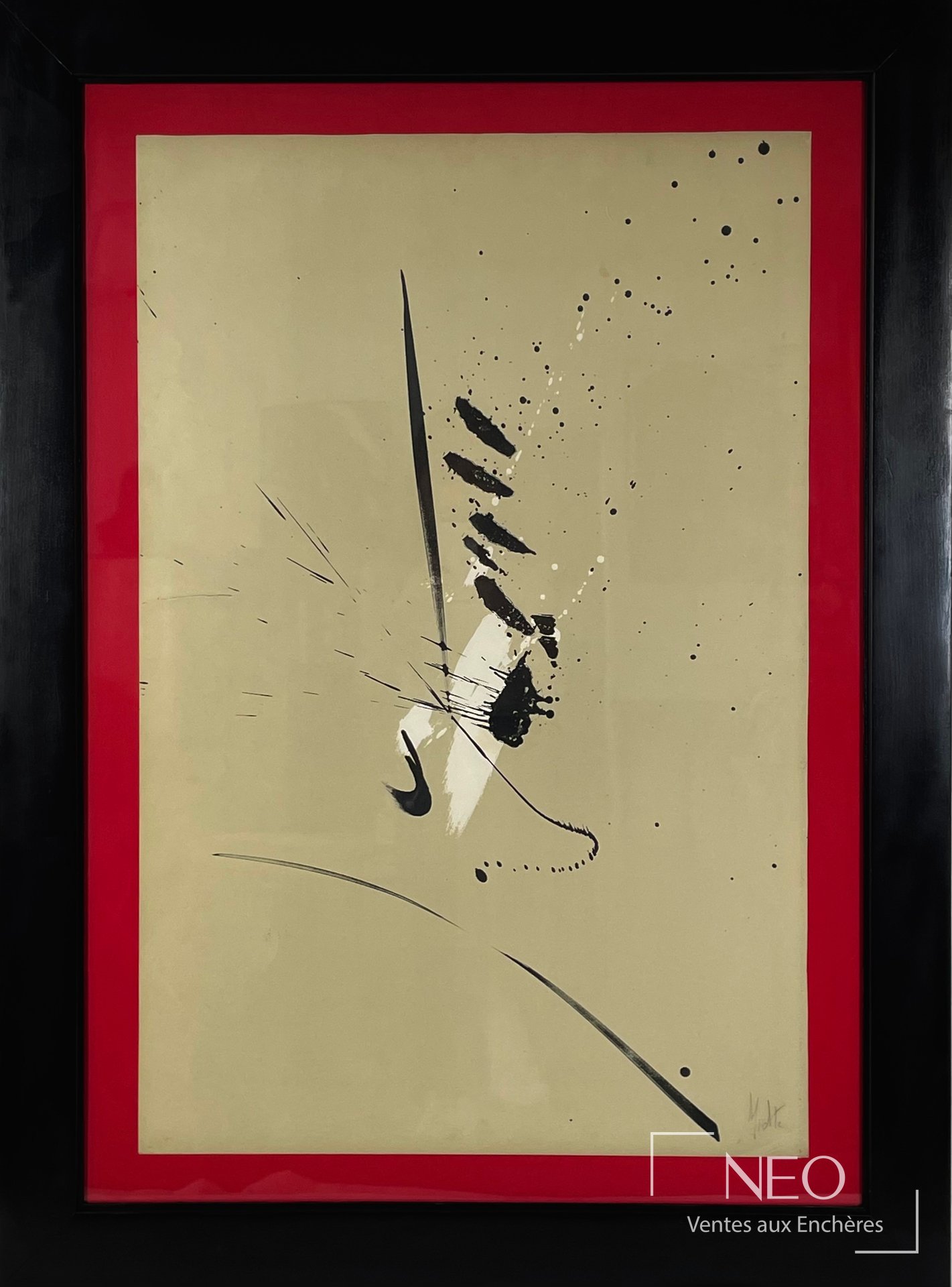 Jean Miotte Composition abstraite, encre et gouache sur papier