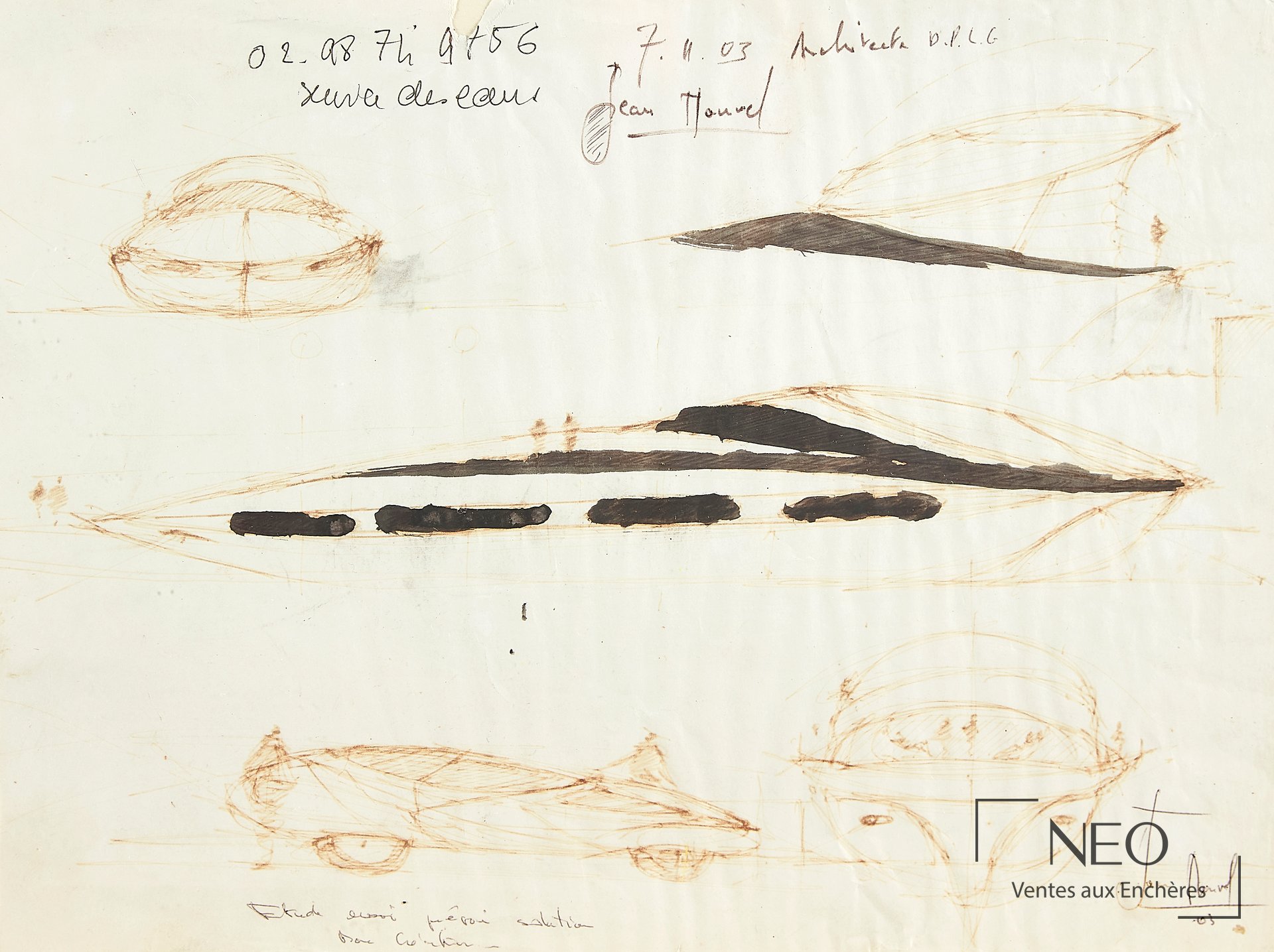 Composition abstraite de Jean Nouvel sur papier