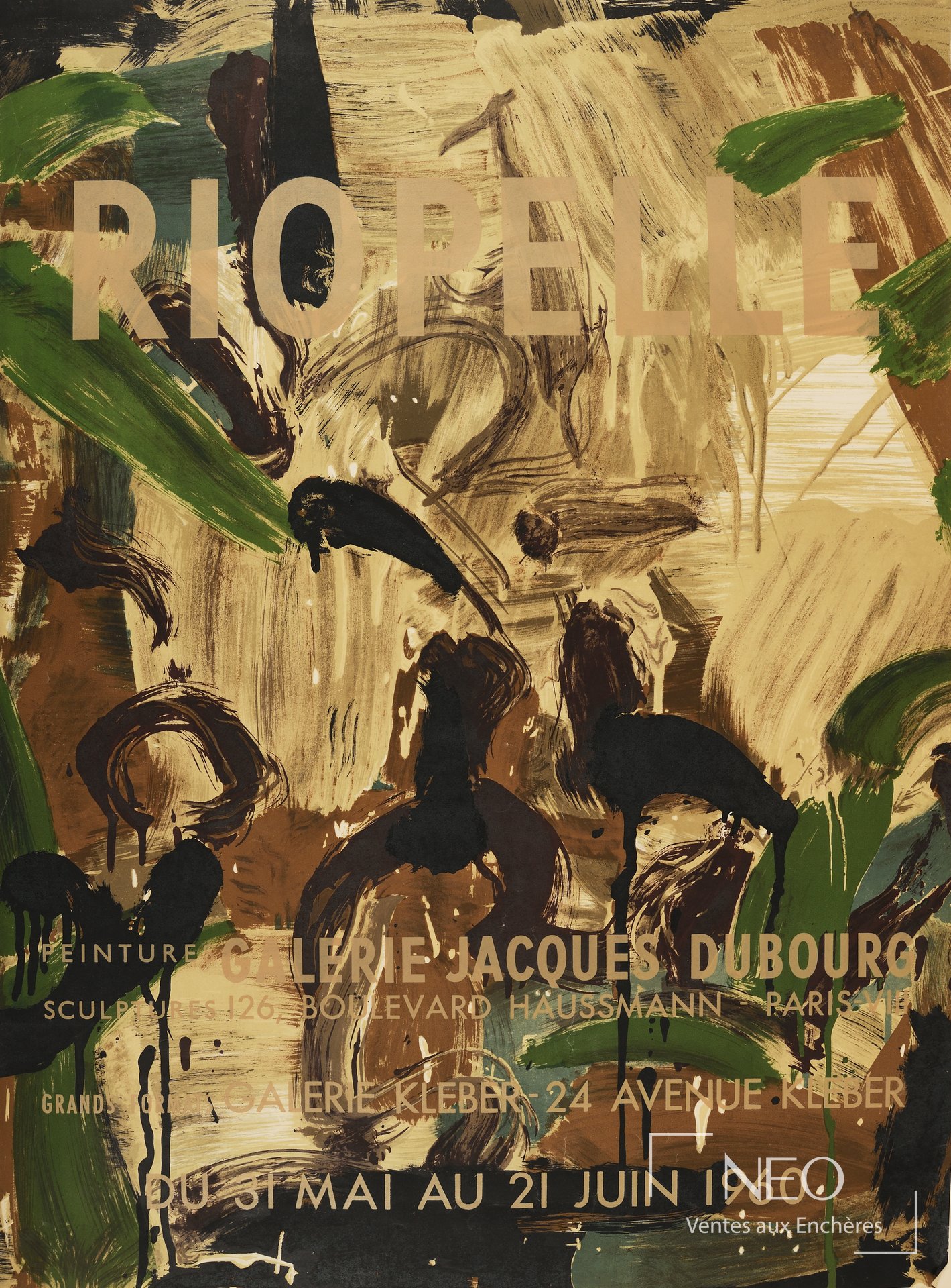 Affiche d'exposition abstraite de Jean-Paul Riopelle