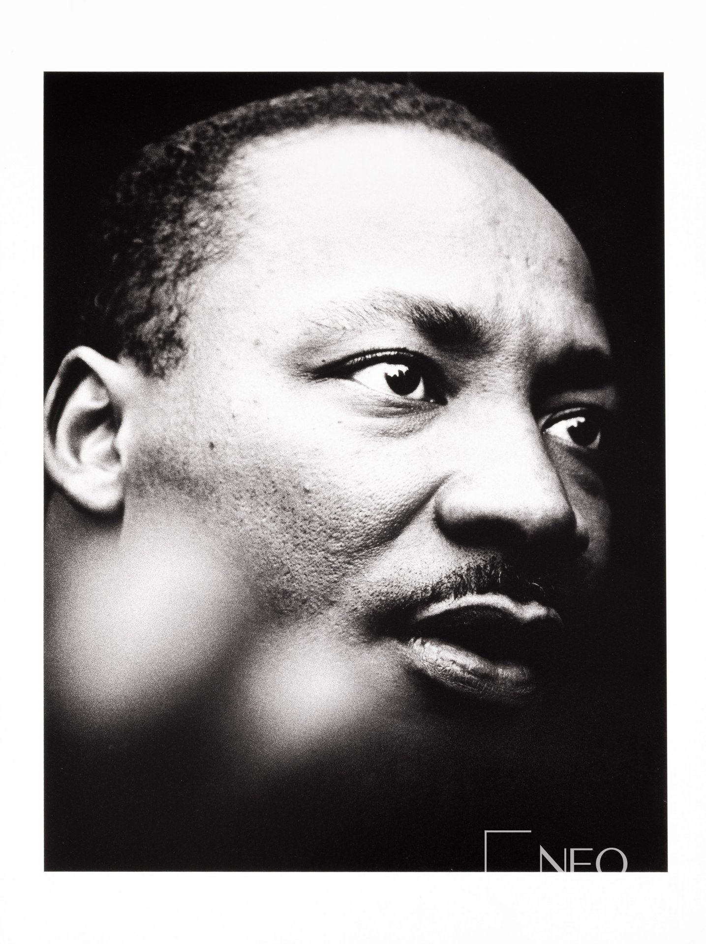 Portrait noir et blanc de Martin Luther King par Jean-Pierre Laffont