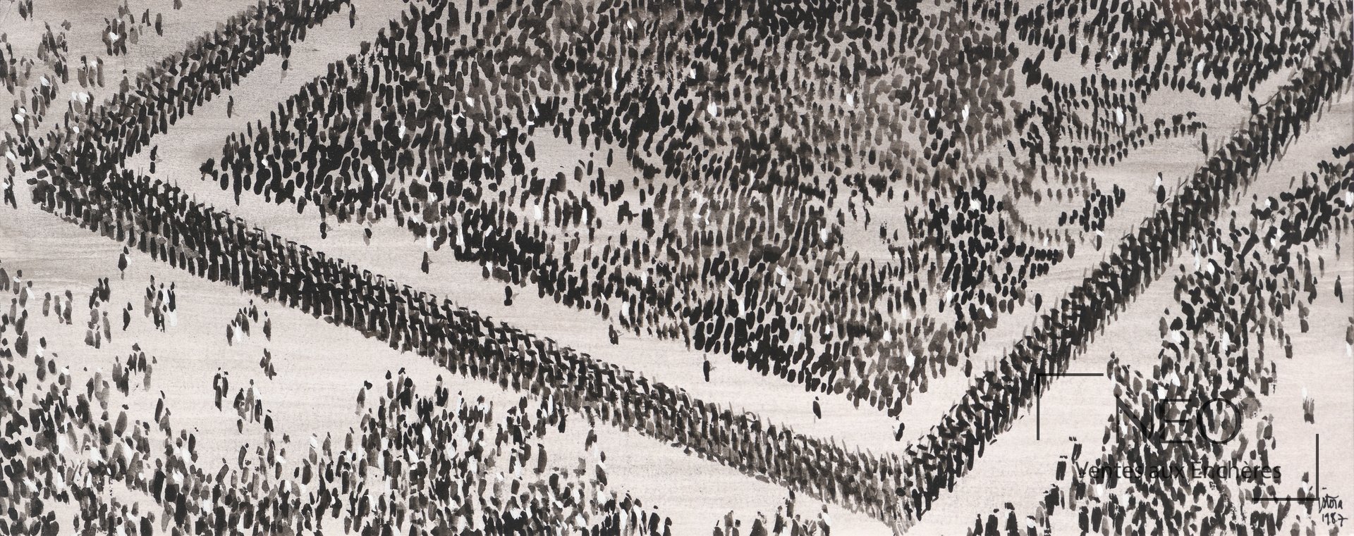 Dessin abstrait de Jean-Pierre Stora en encre et gouache