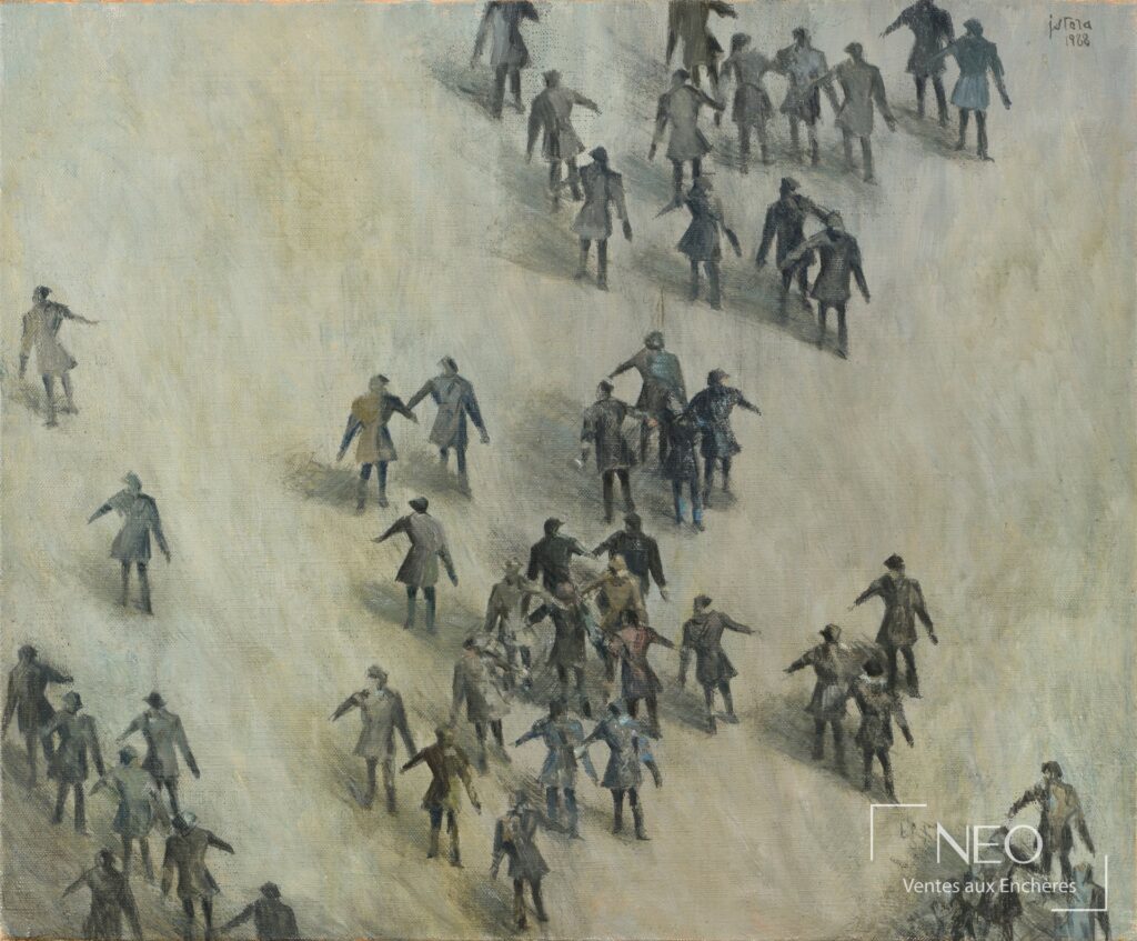 Peinture abstraite de figures sur fond clair