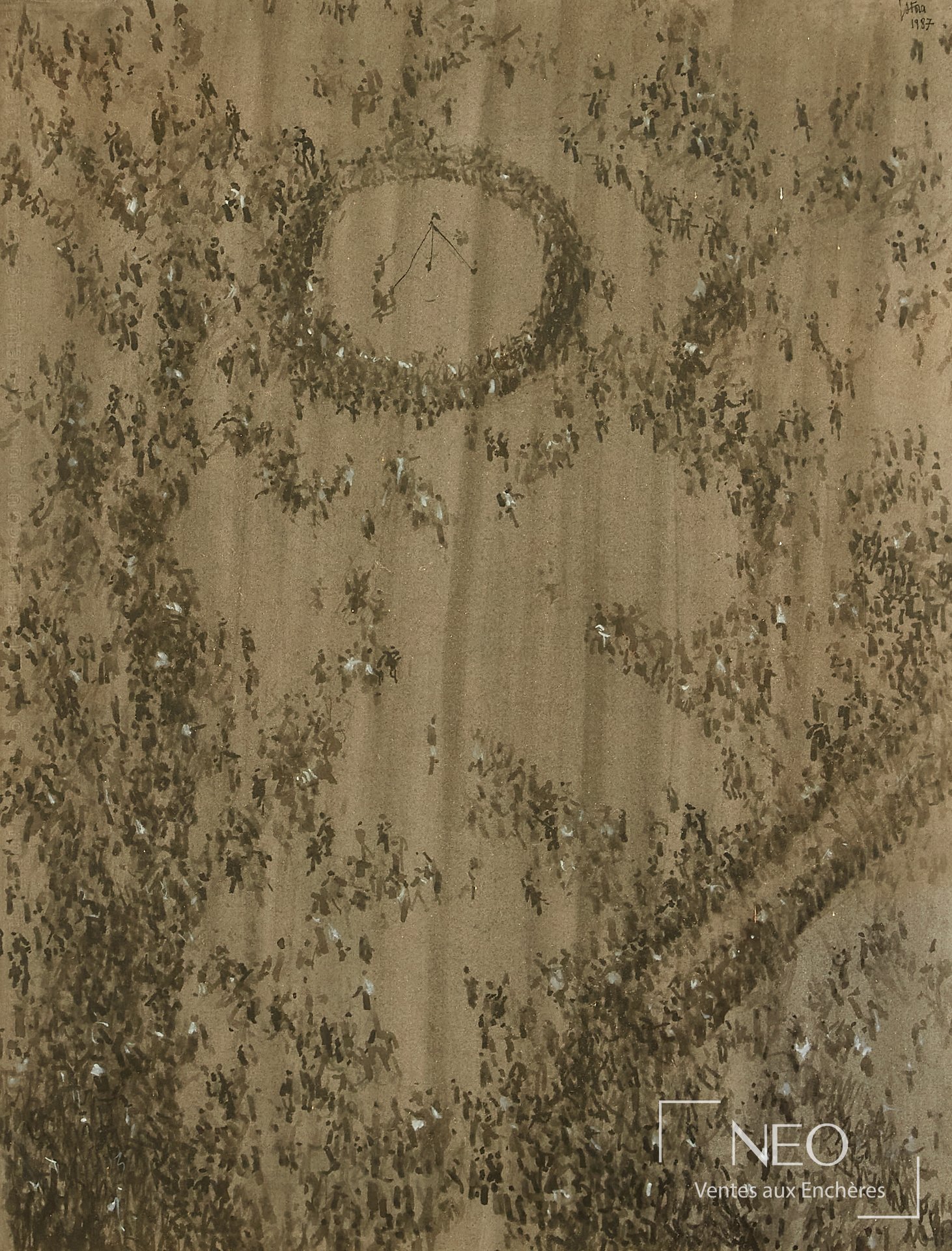 Vue rapprochée de l'encre sur papier Beaubourg de Jean-Pierre Stora