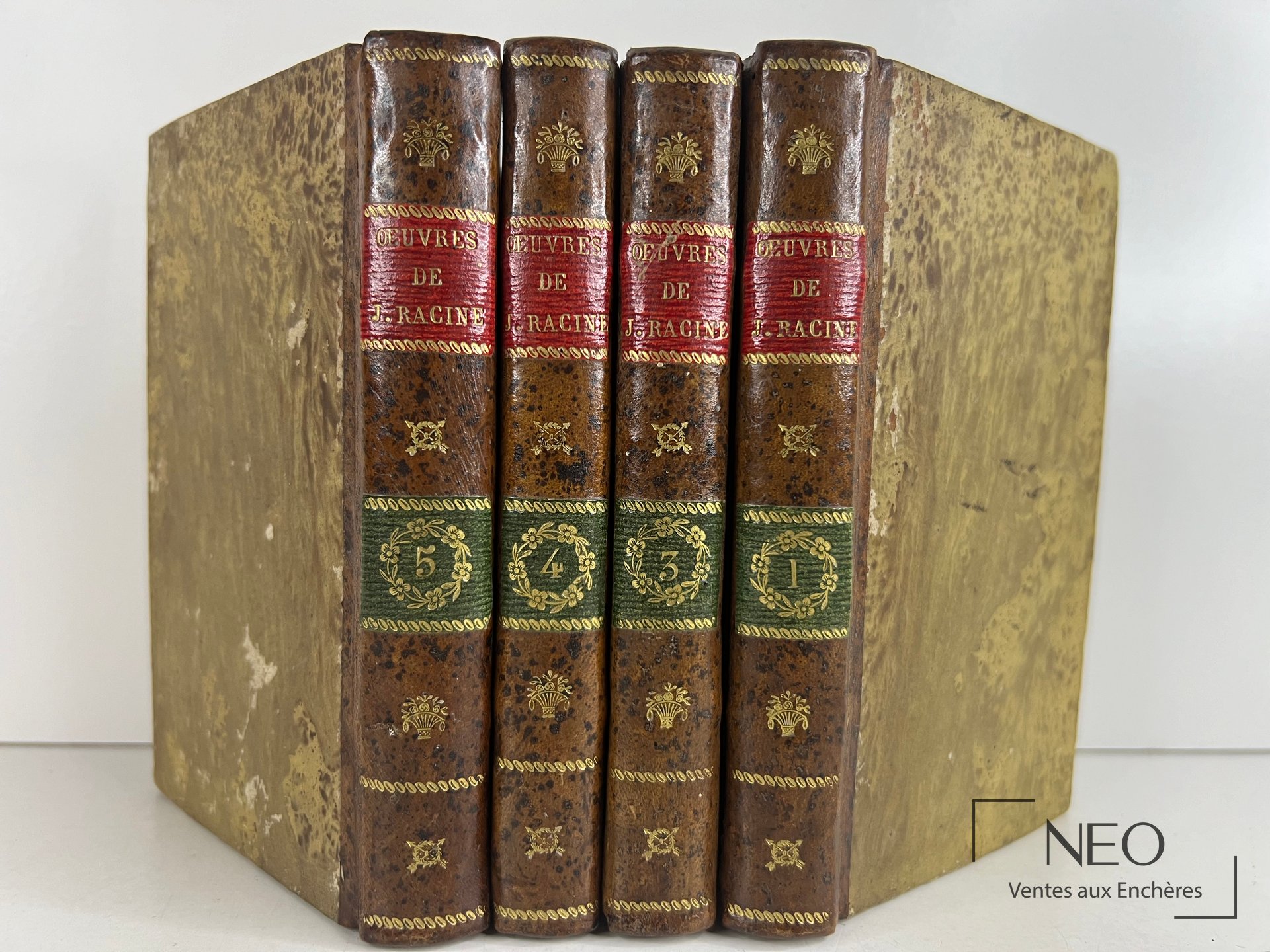 Quatre volumes reliés des Oeuvres de Jean Racine