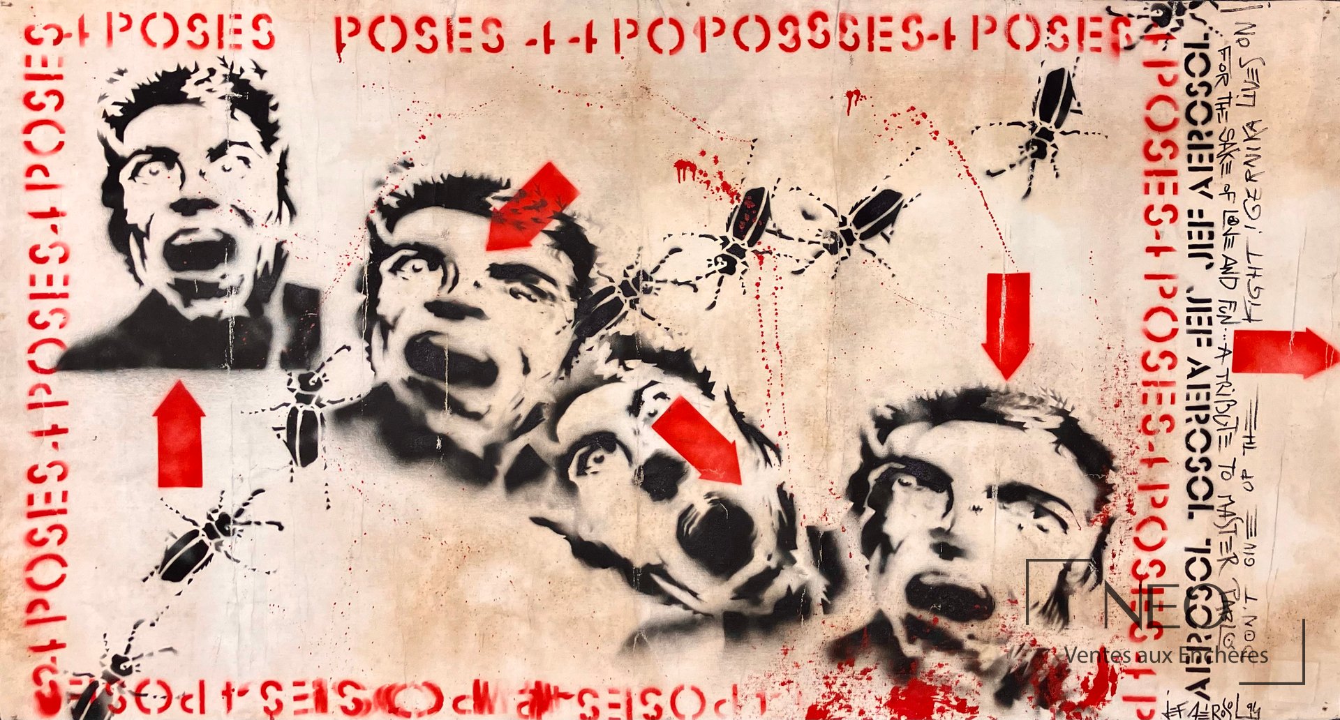 Composition au pochoir de Jef Aérosol avec visages noirs