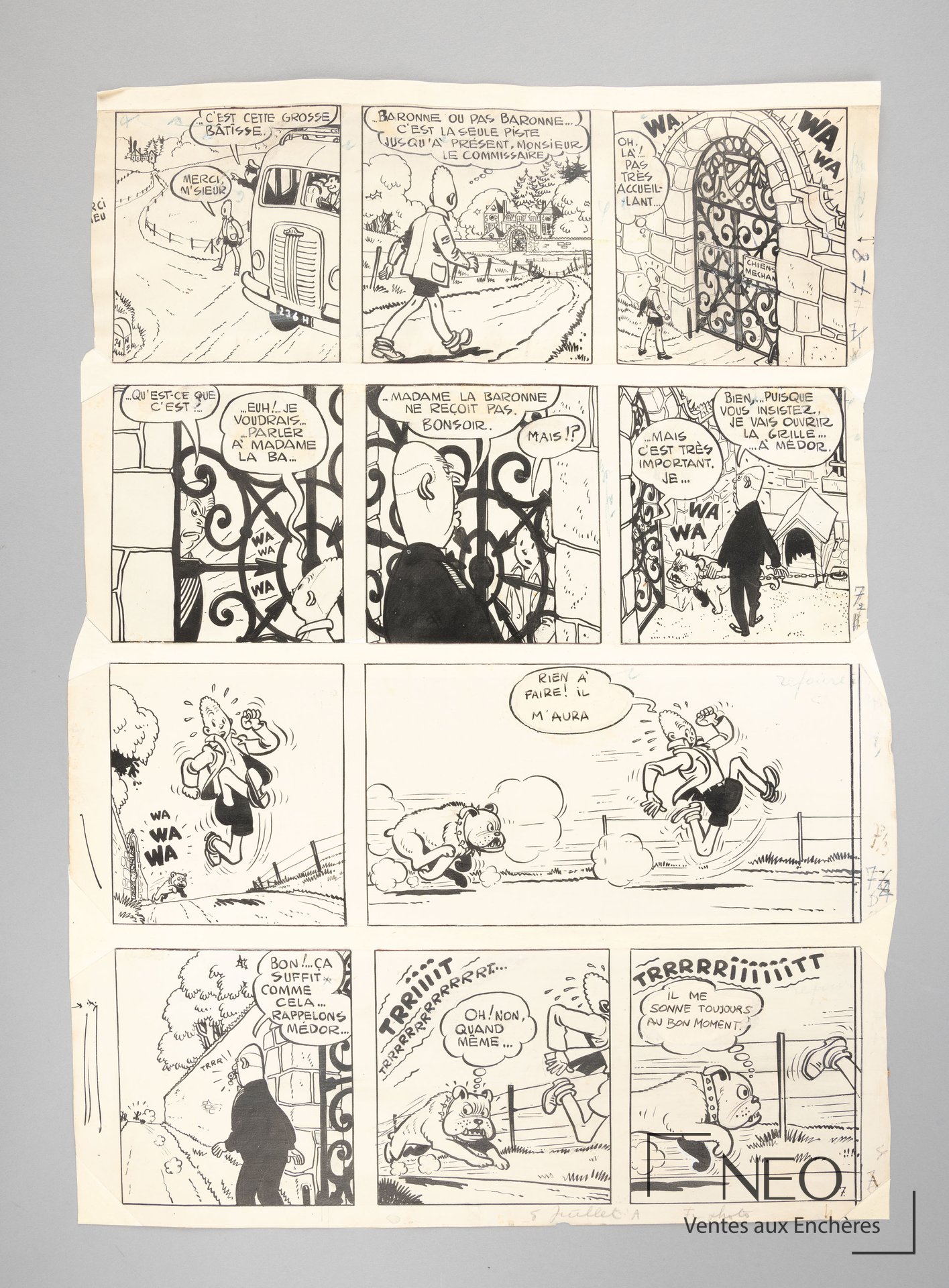 Planche de bande dessinée en noir et blanc