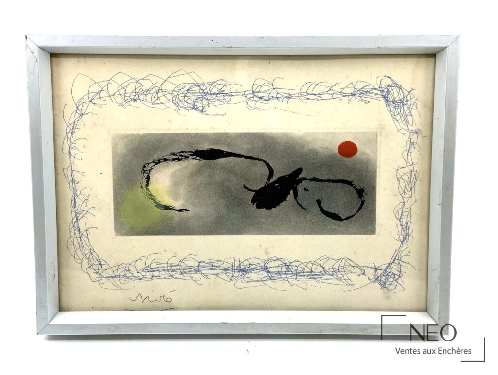 Carte de voeux de Joan Miró sous cadre