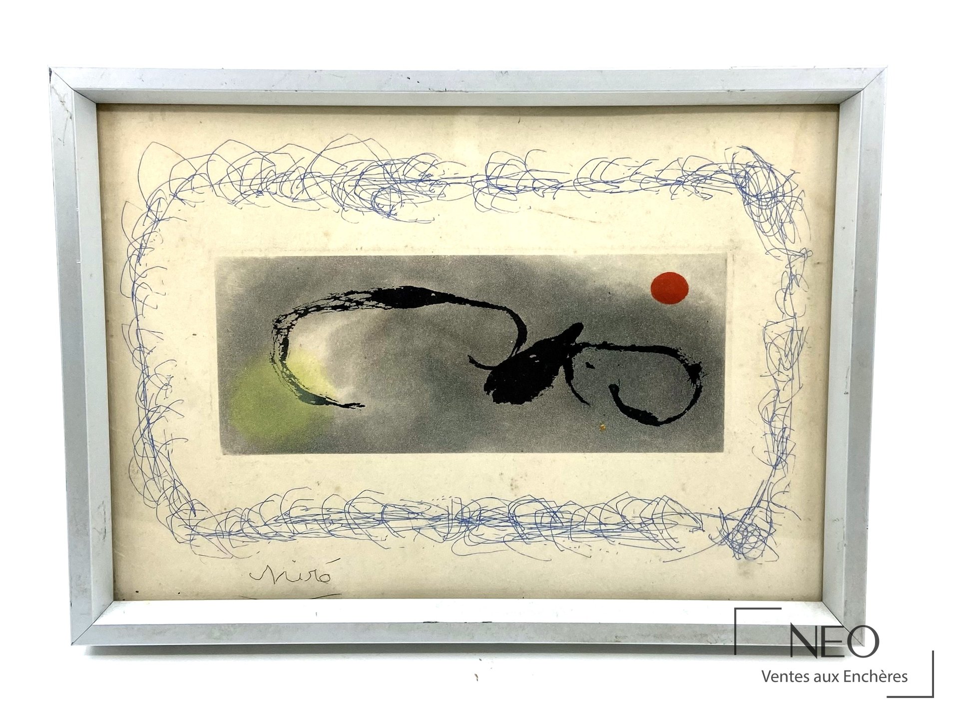 Carte de voeux de Joan Miró sous cadre