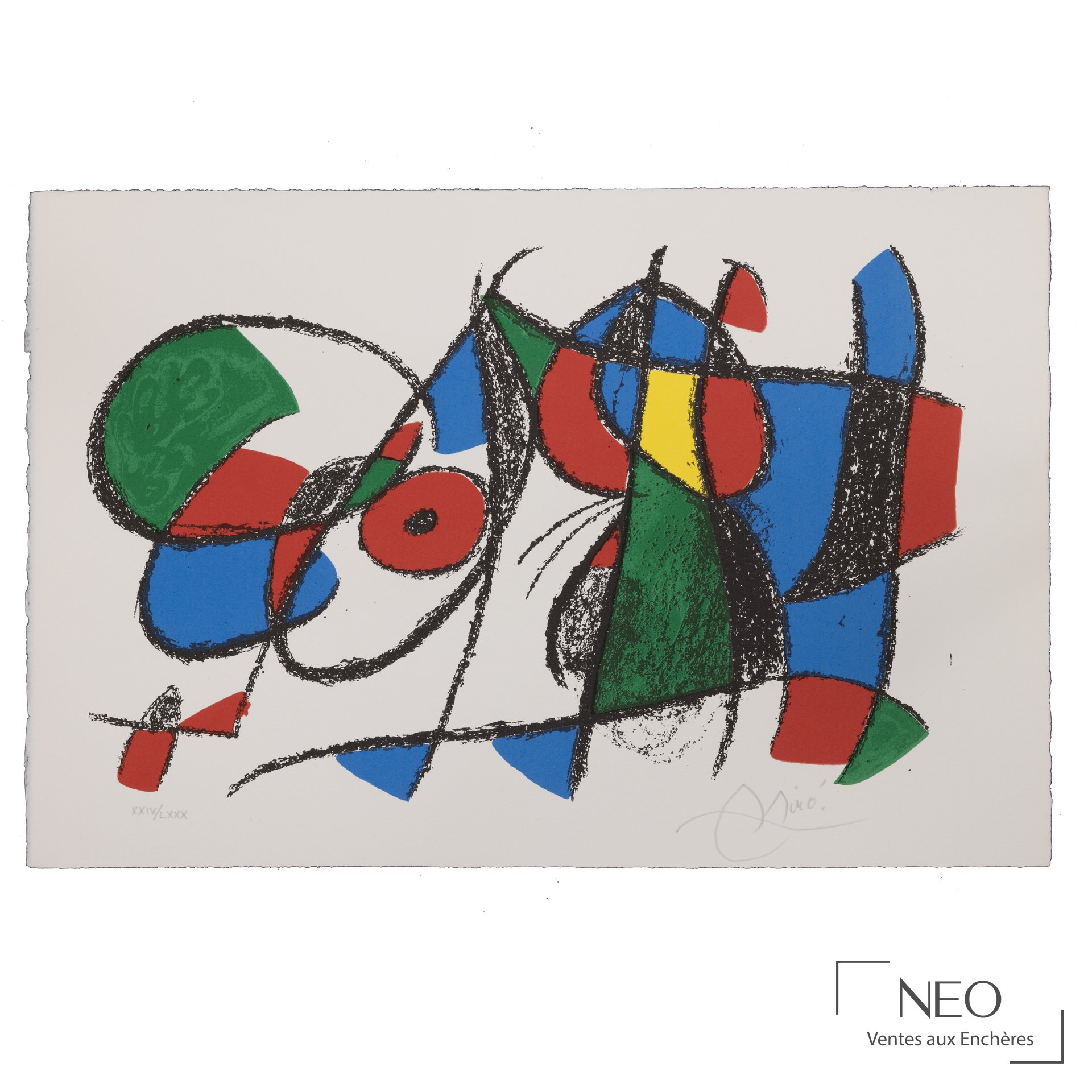 Joan Miró, Composition abstraite, lithographie en couleurs, 1975