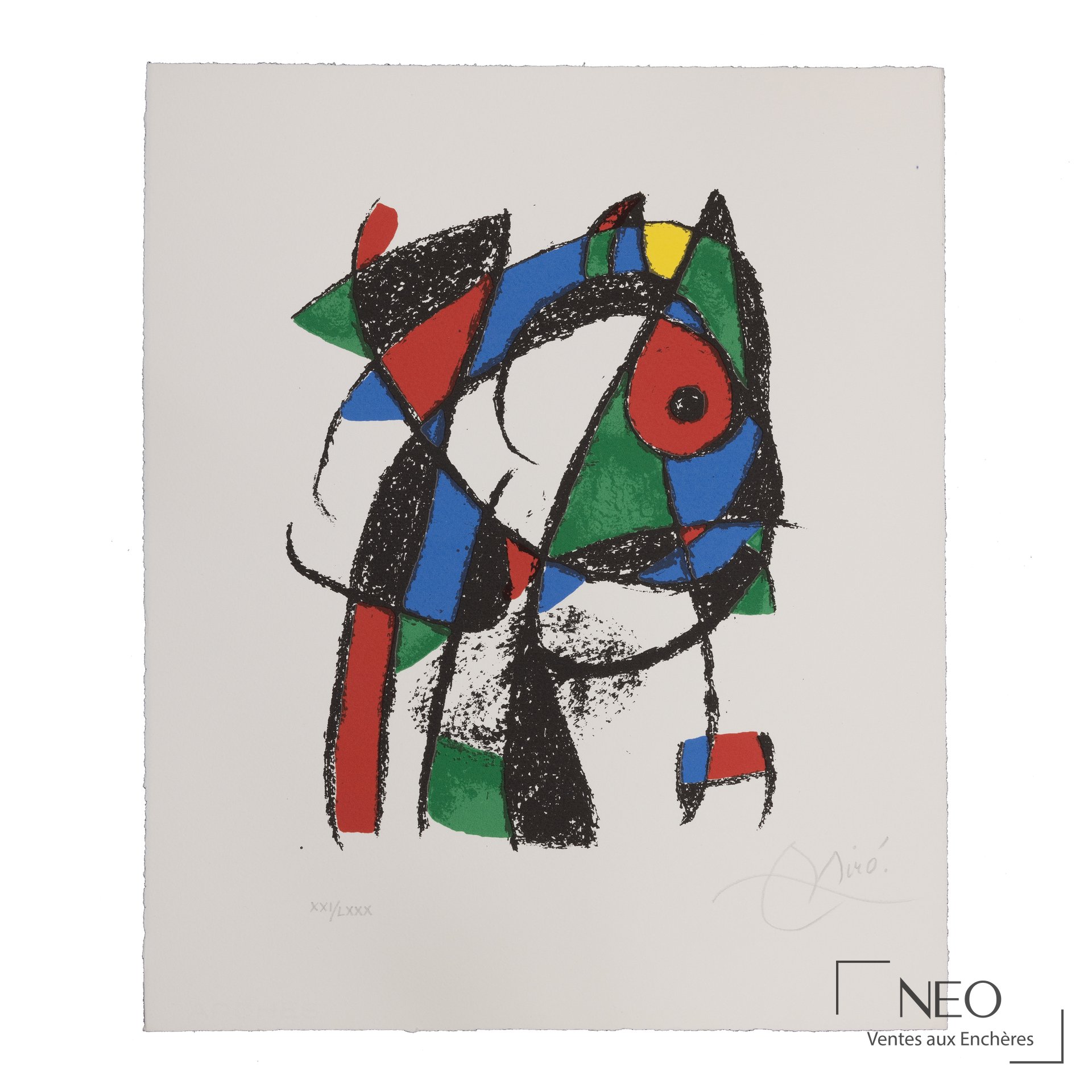 Joan Miró, Composition abstraite, lithographie en couleurs sur vélin d&rsquo;Arches, 1975