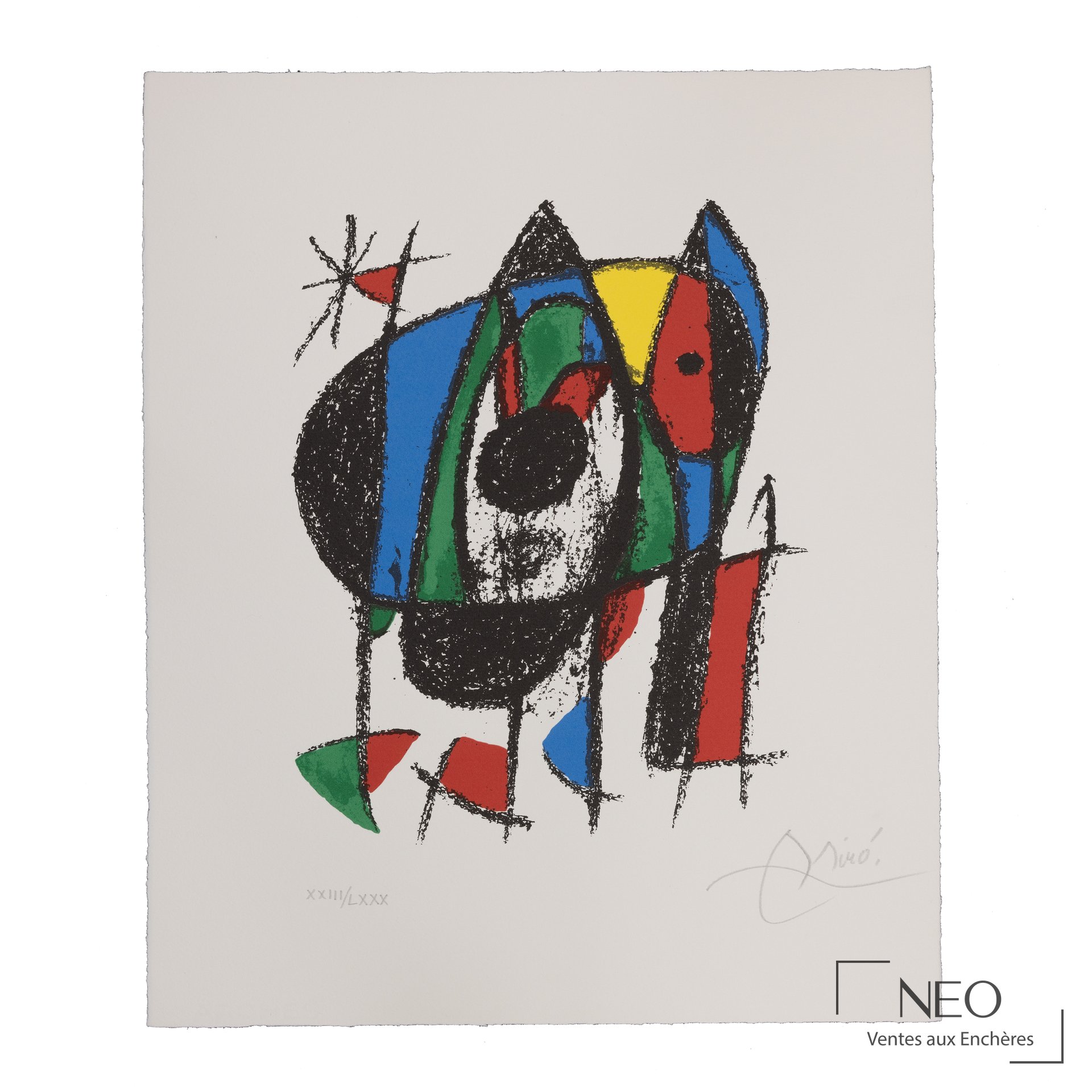 Lithographie en couleurs de Joan Miró sur vélin d'Arches
