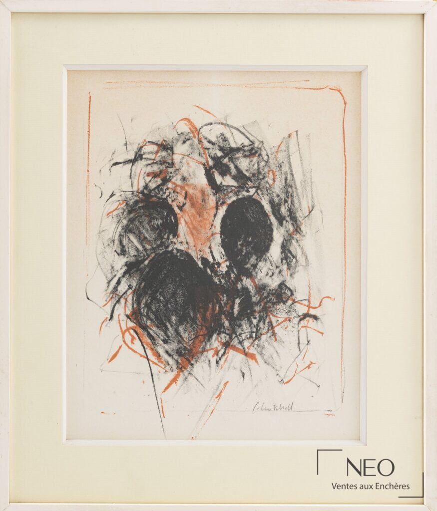 Estampe abstraite de Joan Mitchell encadrée sous verre