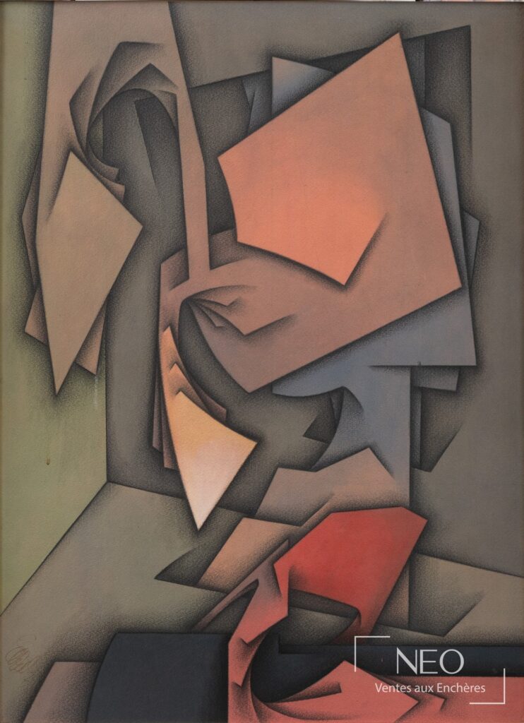 Composition abstraite de Joaquín Ferrer aux aplats roses
