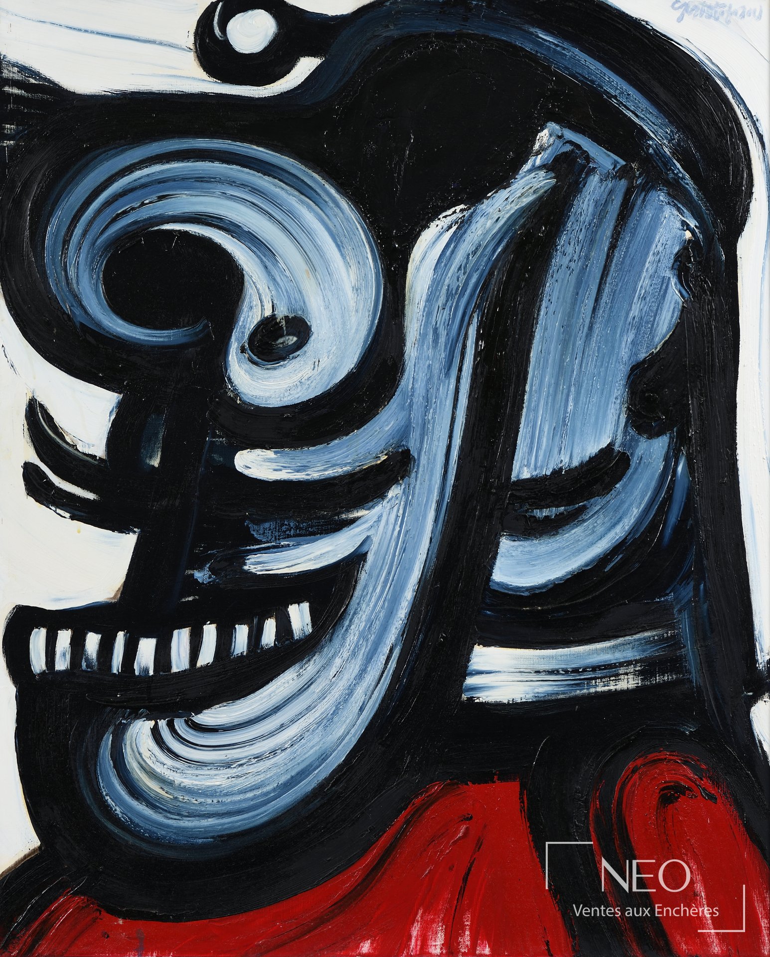 Portrait expressionniste de John Christoforou en noir