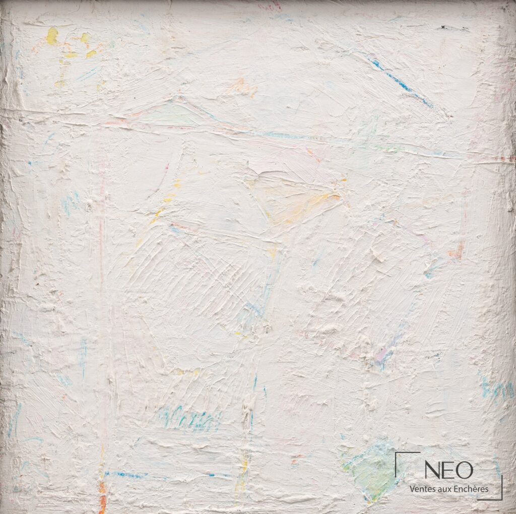 Composition abstraite aux empâtements clairs sur toile