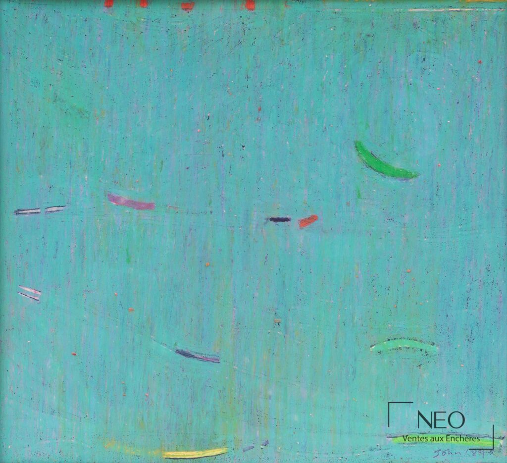 Composition abstraite en bleu de John Tun Sein sur papier