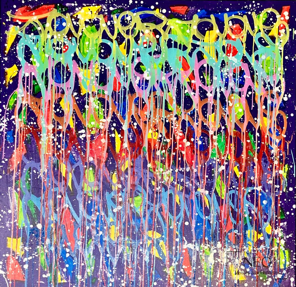 Composition abstraite colorée sur toile