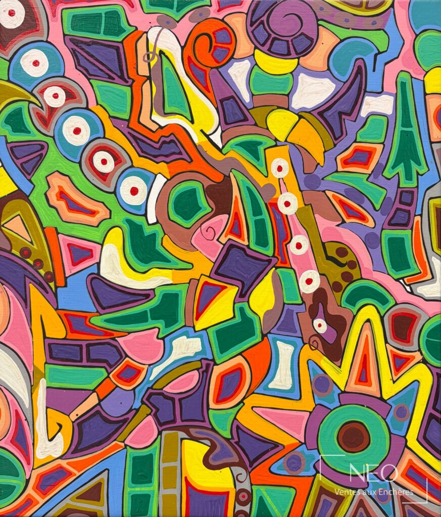Composition abstraite colorée de JonOne sur toile