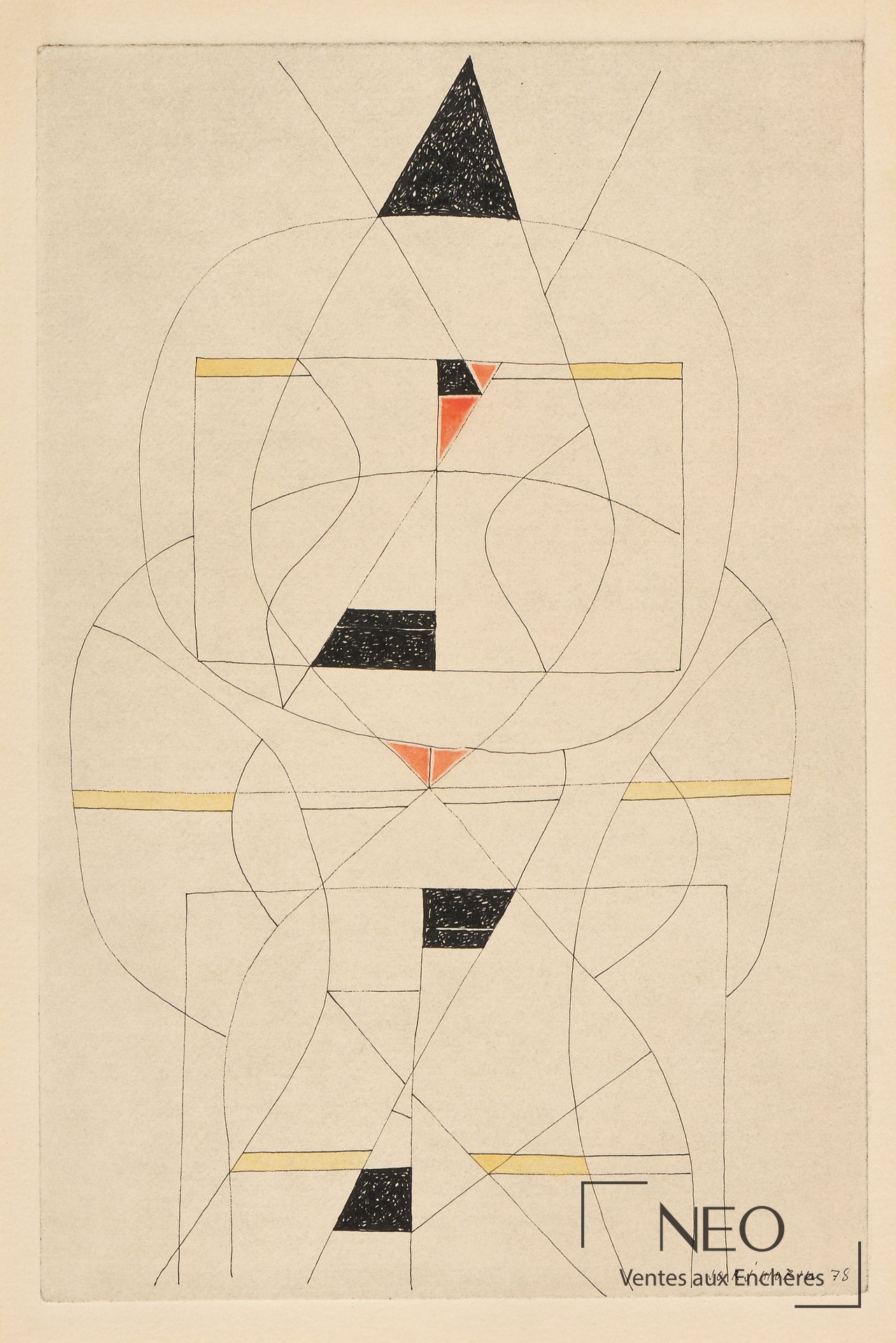 Composition abstraite aux formes géométriques et aplats noirs