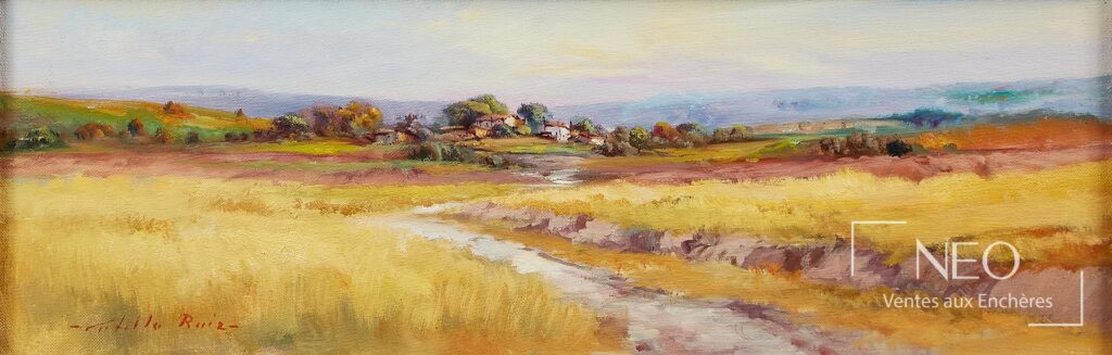 Vue de paysage peinte à l’huile