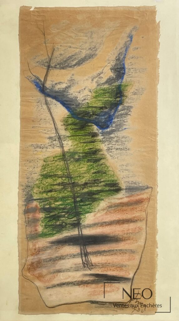 Composition abstraite de Josef Šima au crayon gras sur papier