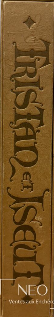 Dos d'emboîtage avec le titre doré Le roman de Tristan et Iseut