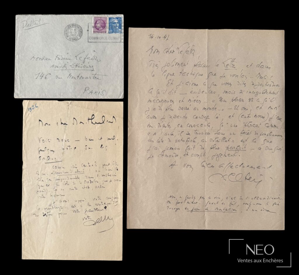 Enveloppe adressée à Frédéric Lefèvre avec timbres français et cachet postal