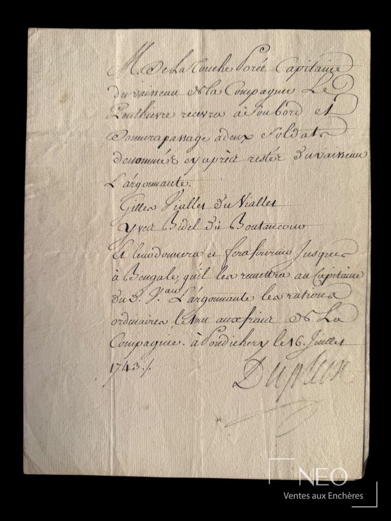 Manuscrit ancien de Joseph-François Dupleix