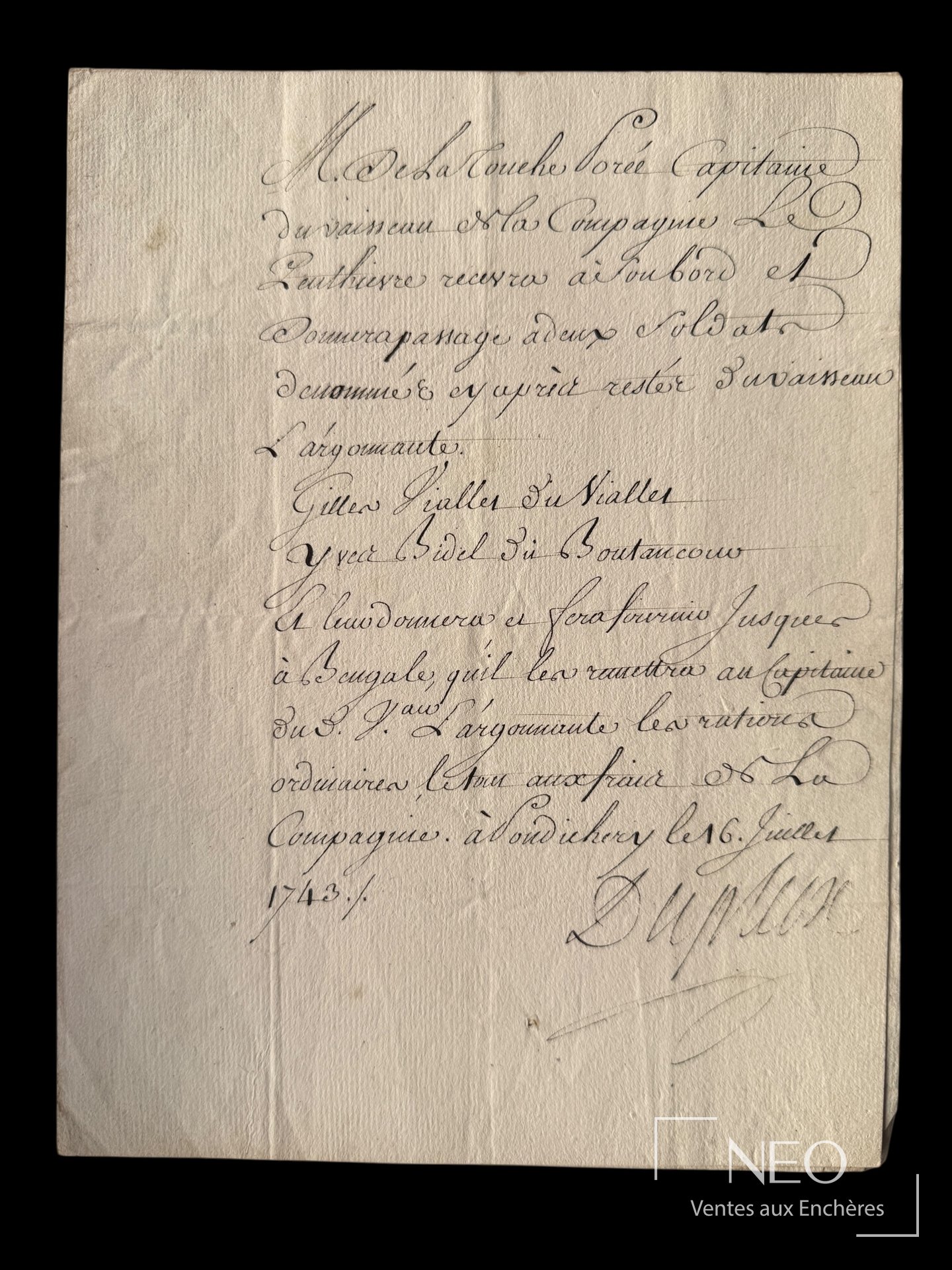 Manuscrit ancien de Joseph-François Dupleix
