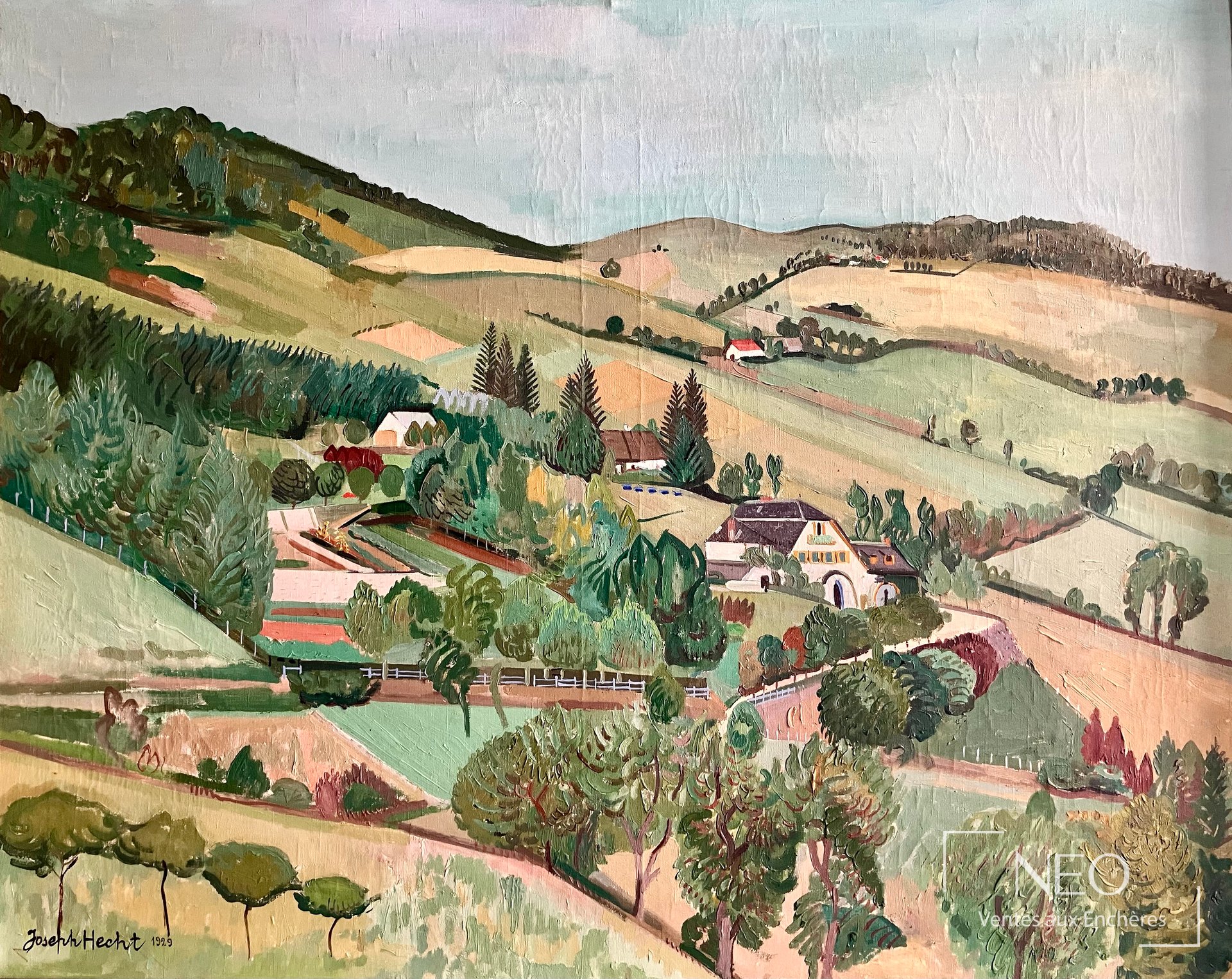 Paysage de Joseph Hecht peint à l’huile sur toile