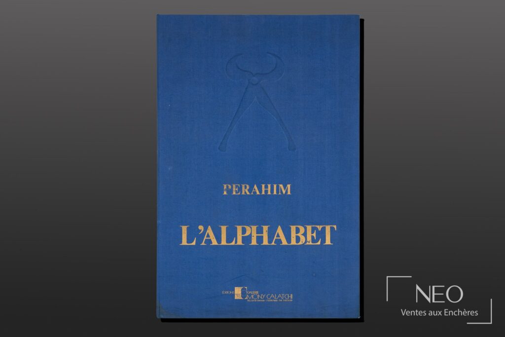 Boîte-emboîtage bleue de L’Alphabet de Jules Perahim