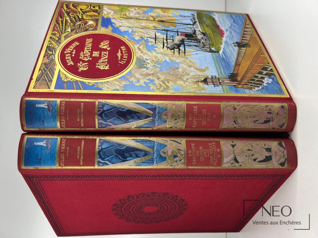 Livre de Jules Verne en reliure d’éditeur polychrome