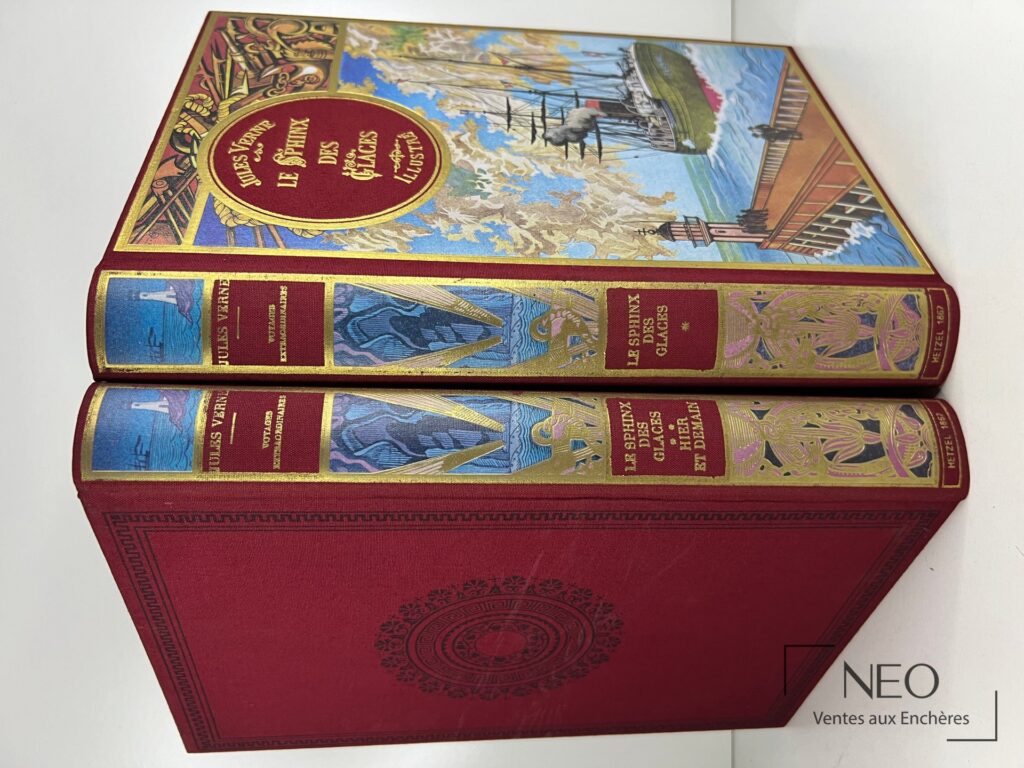 Couverture illustrée de Le Sphinx des glaces de Jules Verne en reliure polychrome