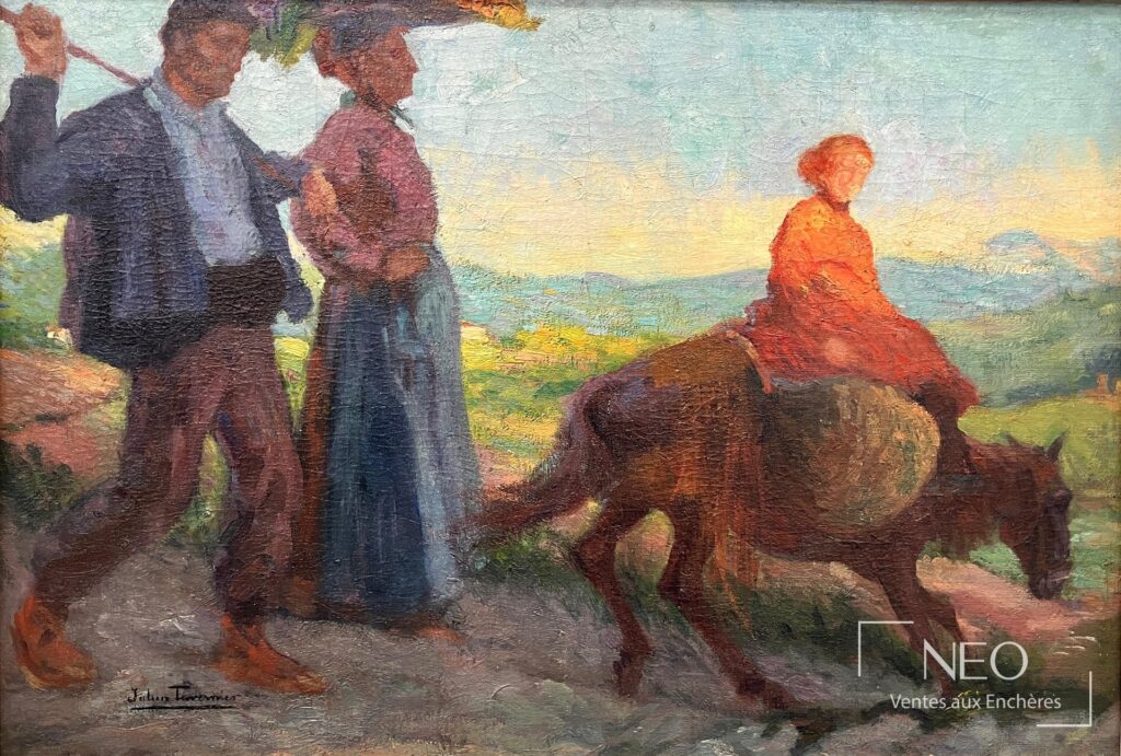 Huile sur toile de Julien Tavernier représentant une famille de paysans basques