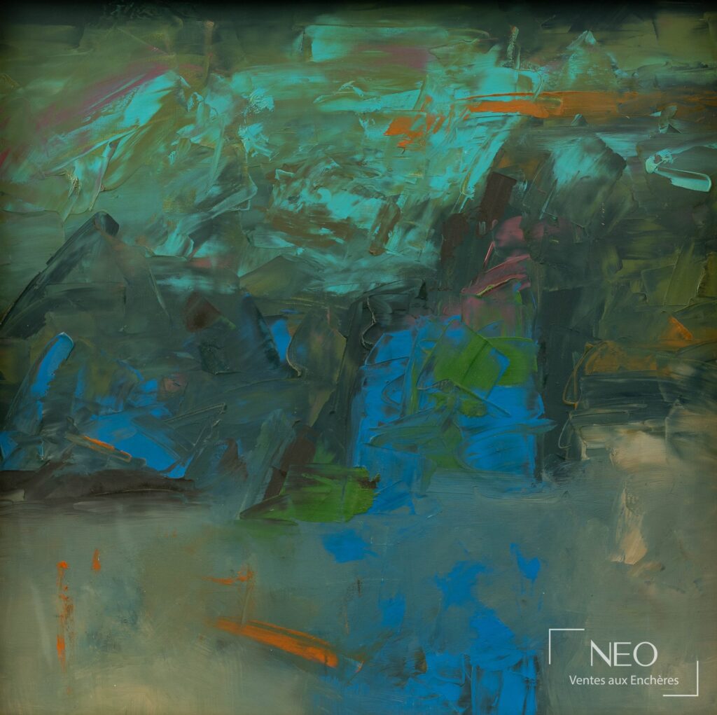 Composition abstraite aux aplats turquoise